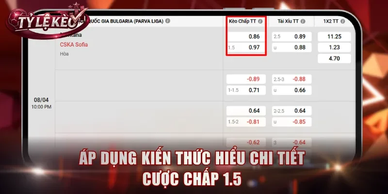 Áp dụng kiến thức hiểu chi tiết cược chấp 1.5
