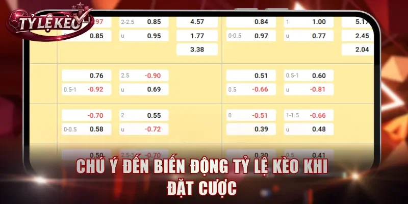 Chú ý đến biến động tỷ lệ kèo khi đặt cược