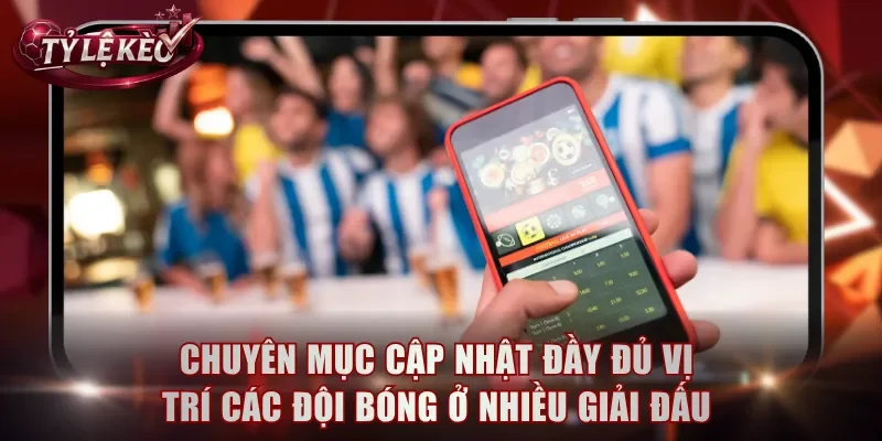 Chuyên mục cập nhật đầy đủ vị trí các đội bóng ở nhiều giải đấu