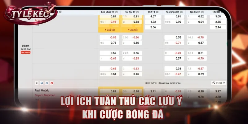 Lợi ích tuân thủ các lưu ý khi cược bóng đá