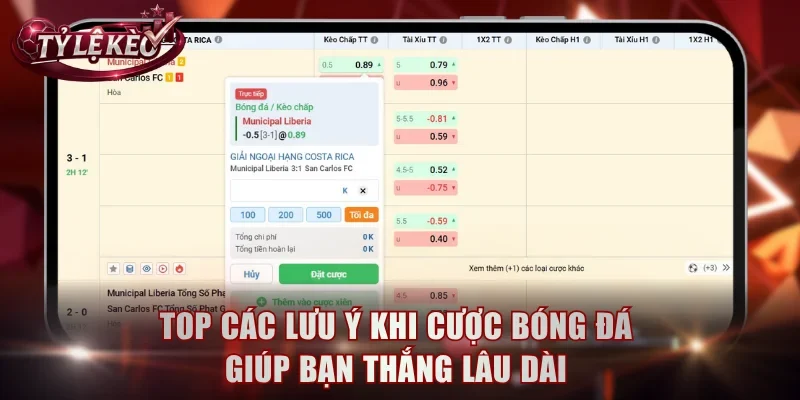 Lưu ý khi cược bóng đá